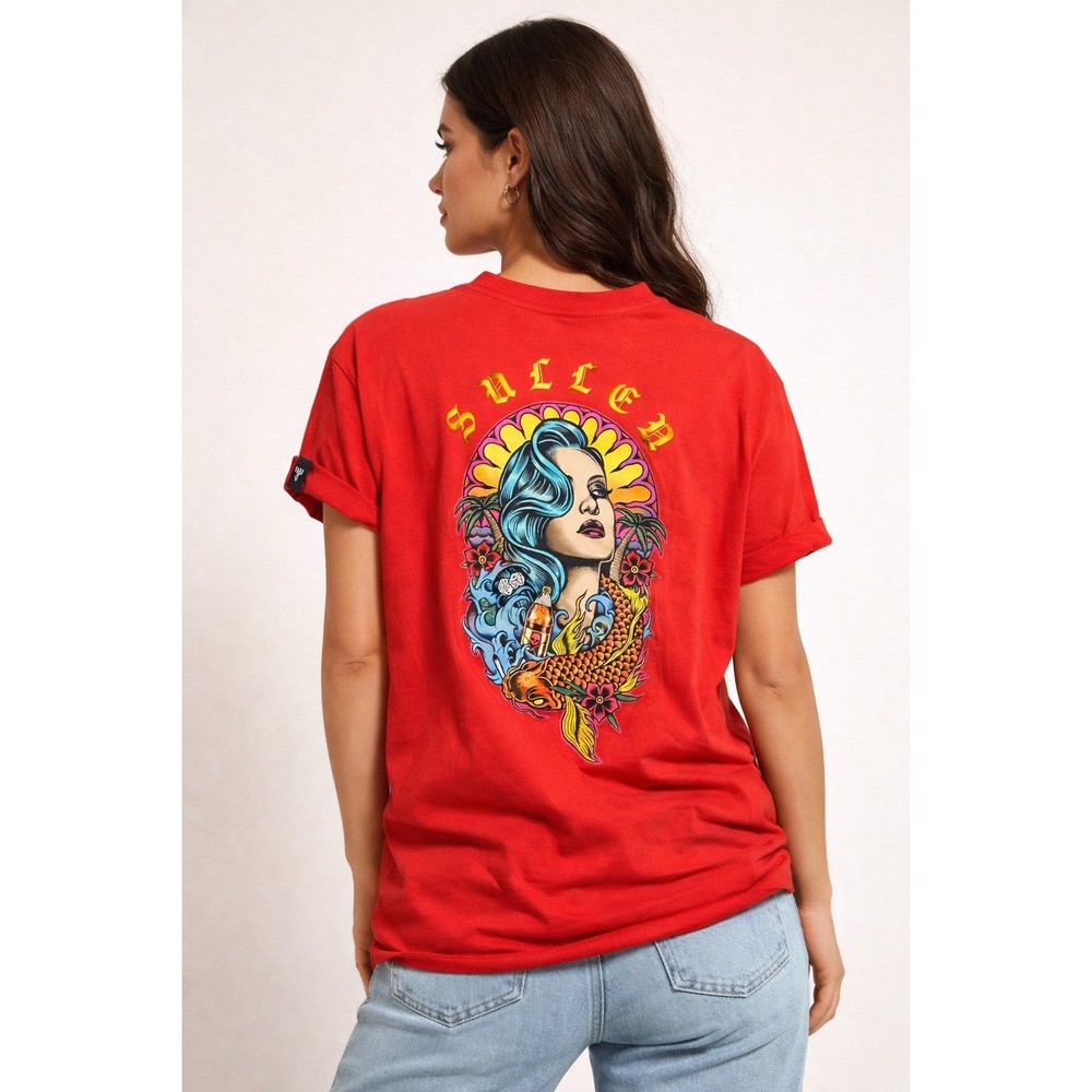 NWT Sullen Art Collective Red Graphic T-Shirt Artsy‎ Skater Resort Preppy Boho M